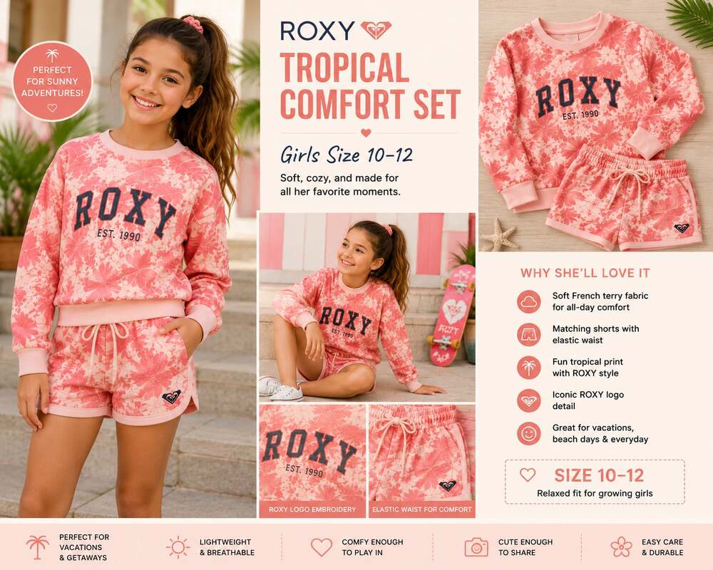 Roxy Tropical Comfort Set Girls Size 10-12